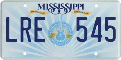 MS license plate LRE545