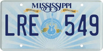 MS license plate LRE549