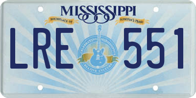 MS license plate LRE551