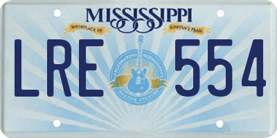 MS license plate LRE554