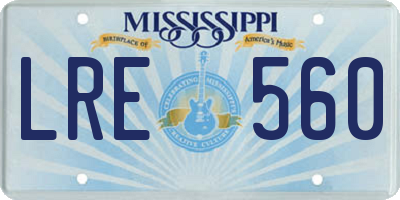 MS license plate LRE560