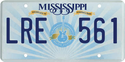 MS license plate LRE561
