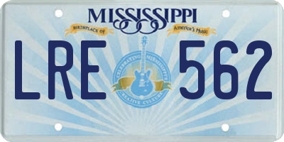 MS license plate LRE562