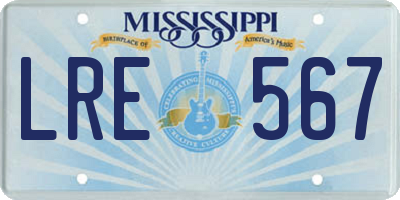 MS license plate LRE567