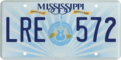 MS license plate LRE572