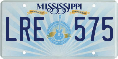 MS license plate LRE575