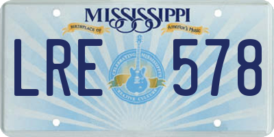 MS license plate LRE578