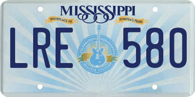 MS license plate LRE580