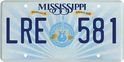 MS license plate LRE581
