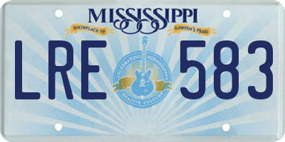 MS license plate LRE583