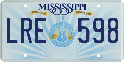 MS license plate LRE598