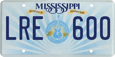 MS license plate LRE600