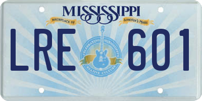 MS license plate LRE601