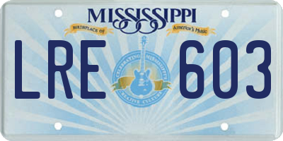 MS license plate LRE603
