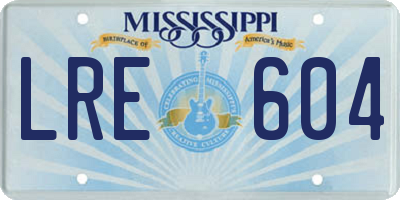 MS license plate LRE604