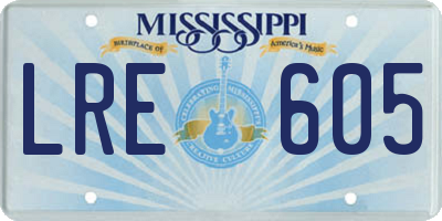 MS license plate LRE605