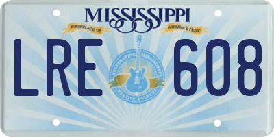 MS license plate LRE608