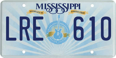 MS license plate LRE610