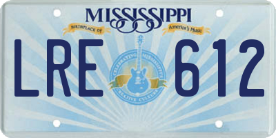 MS license plate LRE612