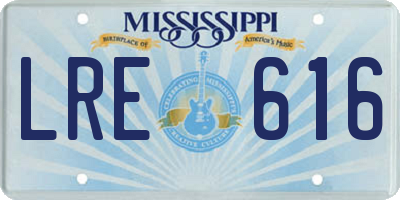 MS license plate LRE616
