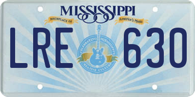 MS license plate LRE630