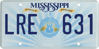 MS license plate LRE631