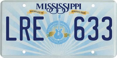 MS license plate LRE633