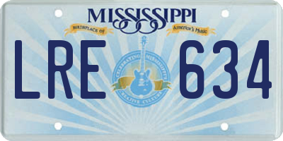 MS license plate LRE634