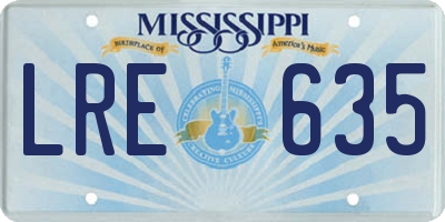 MS license plate LRE635