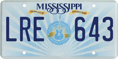 MS license plate LRE643