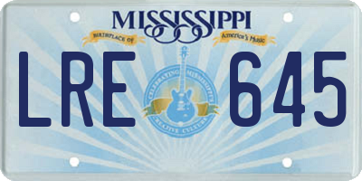 MS license plate LRE645
