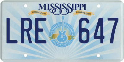MS license plate LRE647
