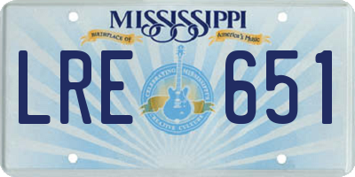 MS license plate LRE651