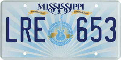 MS license plate LRE653