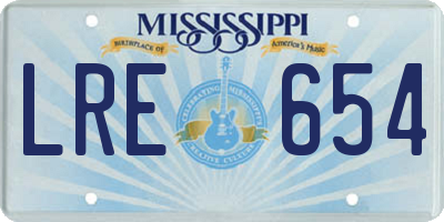 MS license plate LRE654