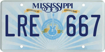 MS license plate LRE667