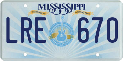 MS license plate LRE670