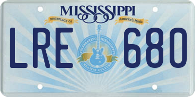 MS license plate LRE680