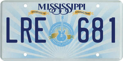 MS license plate LRE681