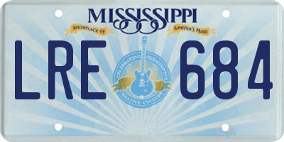 MS license plate LRE684