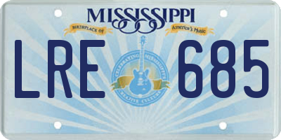 MS license plate LRE685