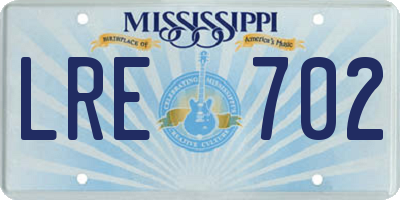 MS license plate LRE702