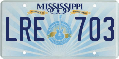 MS license plate LRE703