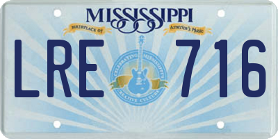 MS license plate LRE716