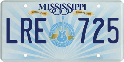 MS license plate LRE725