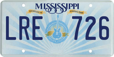 MS license plate LRE726