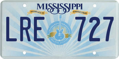 MS license plate LRE727