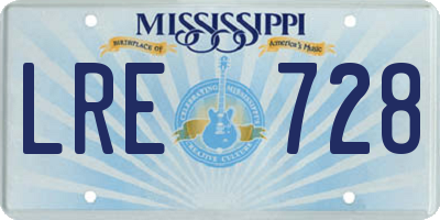 MS license plate LRE728
