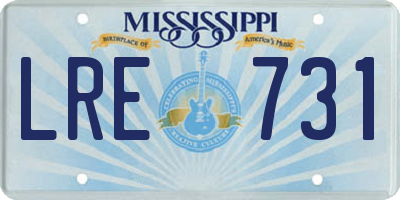 MS license plate LRE731