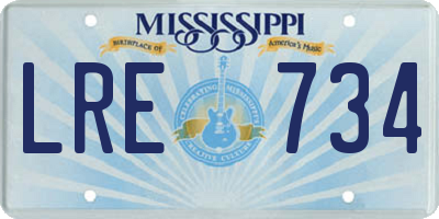 MS license plate LRE734
